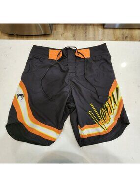 Venum Shorts Mens L 34 Black Gray MMA Fight Training Grappling Boardshorts